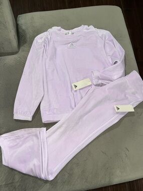 adidas Lilac Velour Sweatshirt & Joggers Set